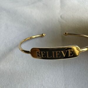 Stella and Dot Believe Engraved gold cuff bracelet comes in original box